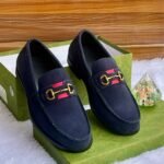 Gucci Black Suede Leather Loafers Formal Shoes for Men